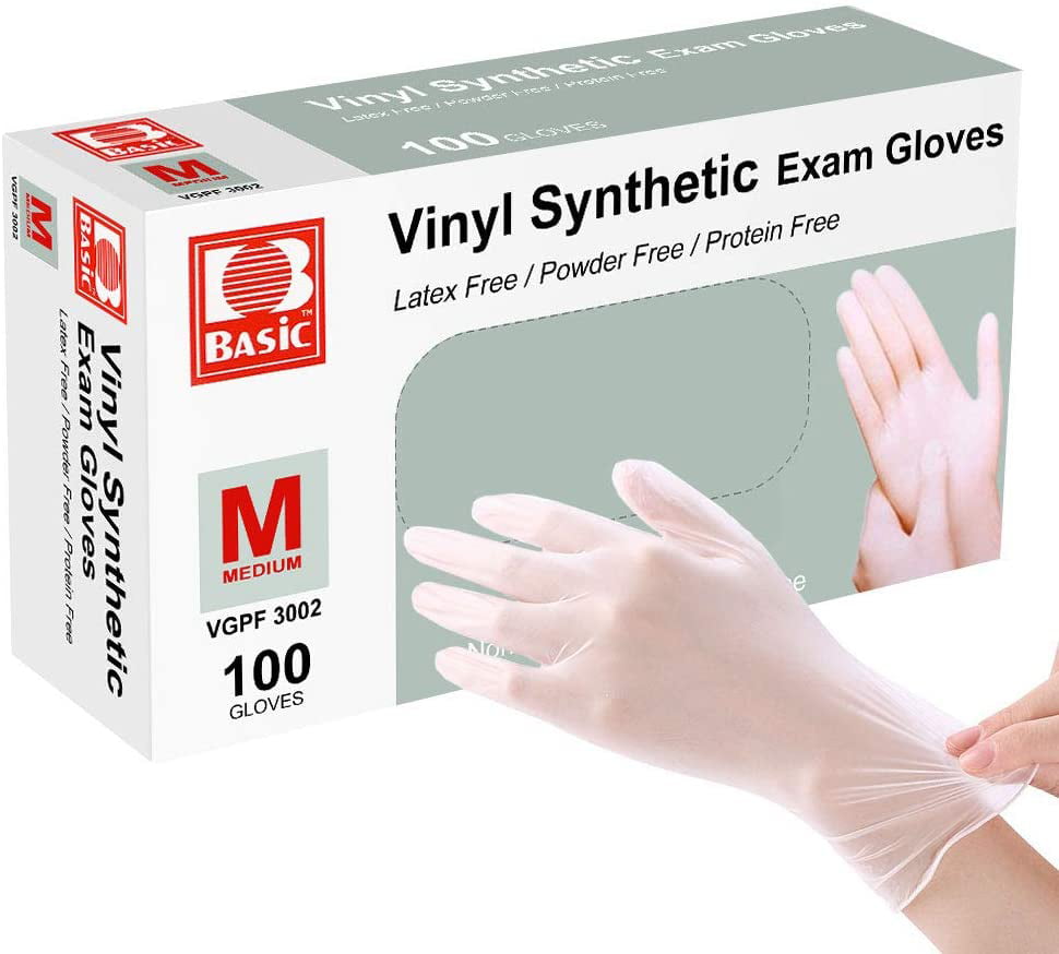 Clear Vinyl Disposable Gloves Premium Low Powder /100% LATEX FREE-BOX of 100 pcs 