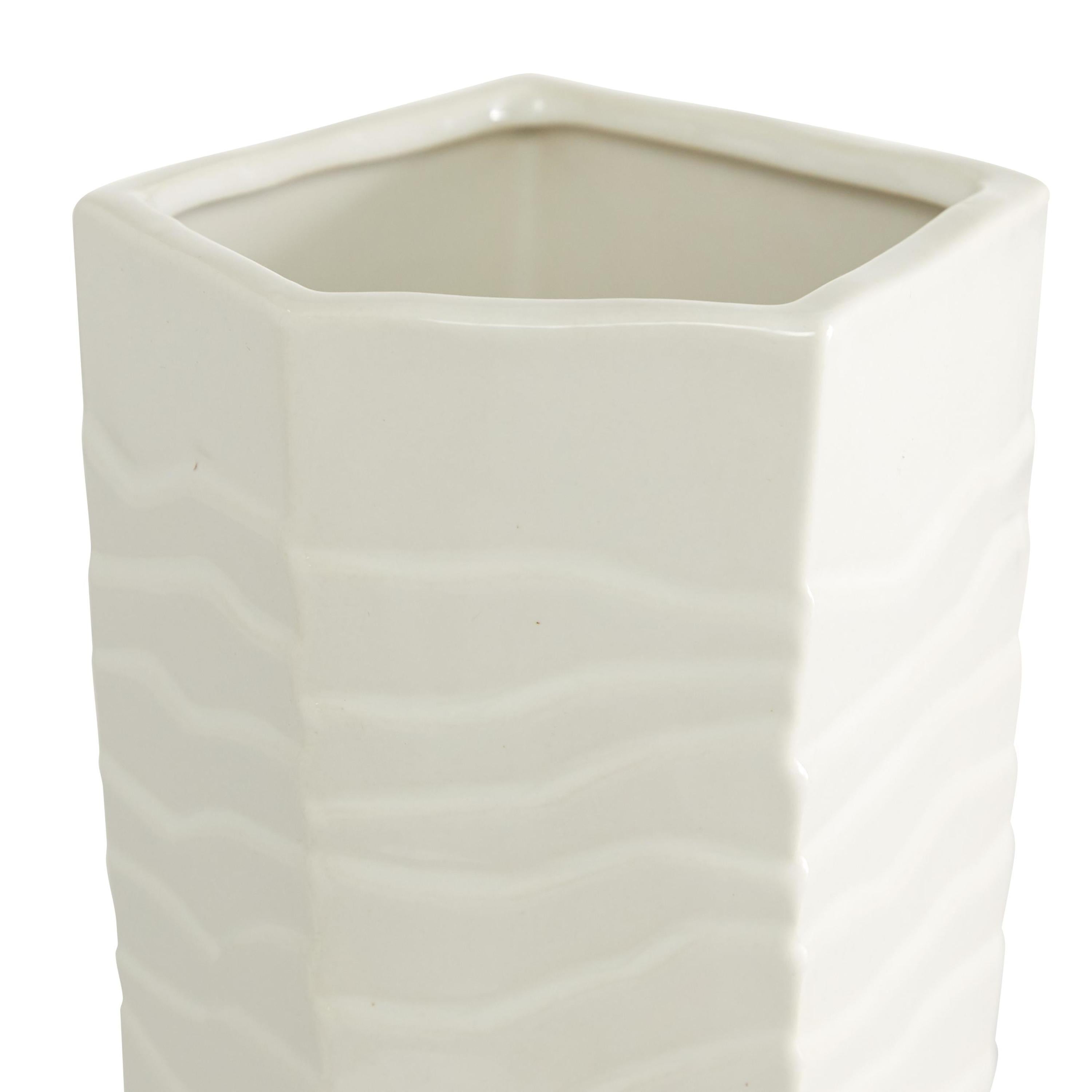 DecMode 13" Textured White Ceramic Vase