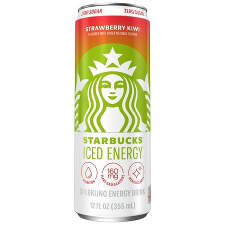 Starbucks Iced Energy Zero Sugar Strawberry Kiwi flavor Sparkling Energy Drink, 12 fl oz Can