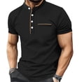 thumbnail image 2 of Men's Summer Mesh Stand Collar Short Sleeve 4-Button Top Shirt Casual Fashion Breathable Quick Dry Cooling Sun Protection Beach Vacation Travel Outfits Modern Essential | JASKFLY,Black L, 2 of 8