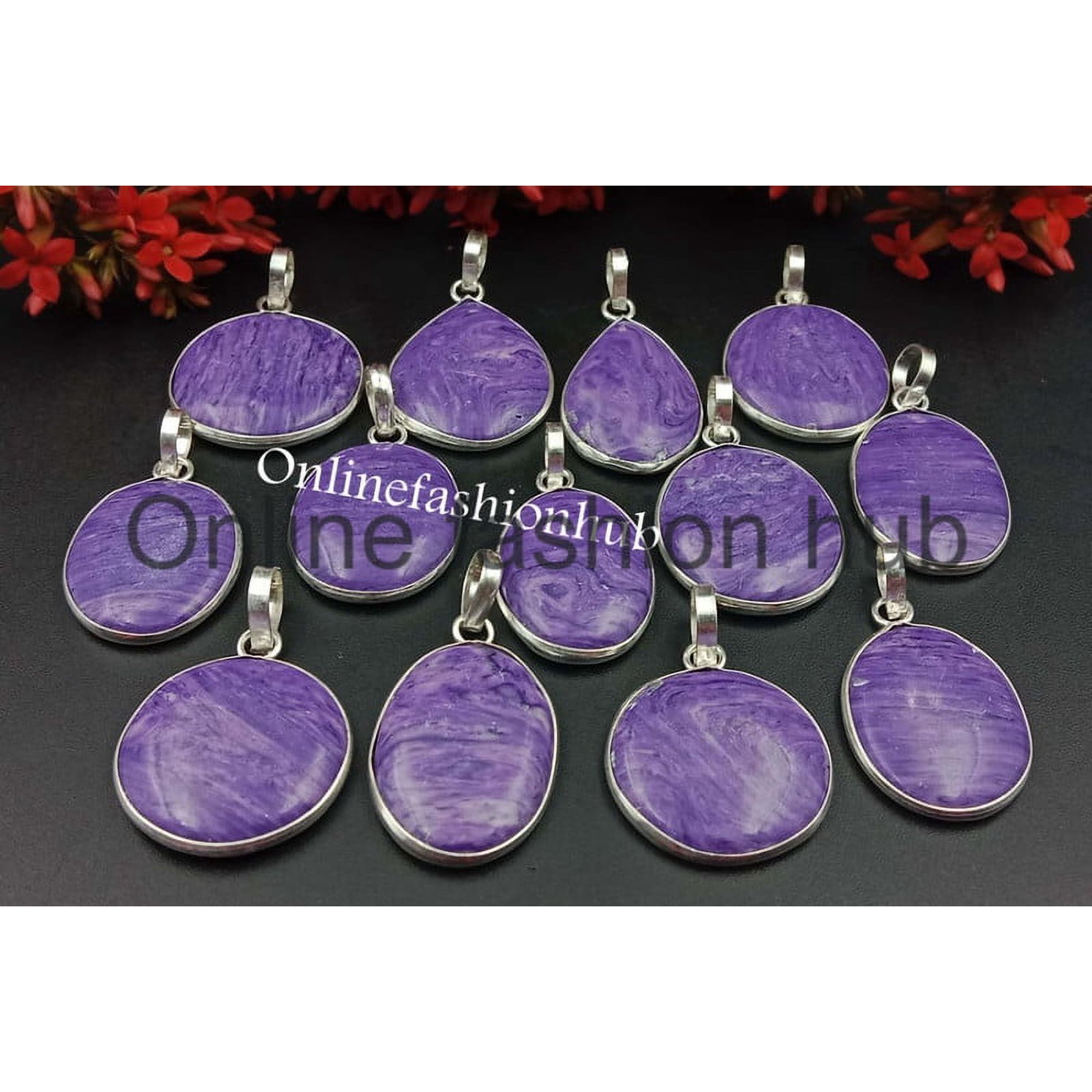 Cherolite Gemstone 925 Sterling Silver Plated Handmade Pendant 5 pcs