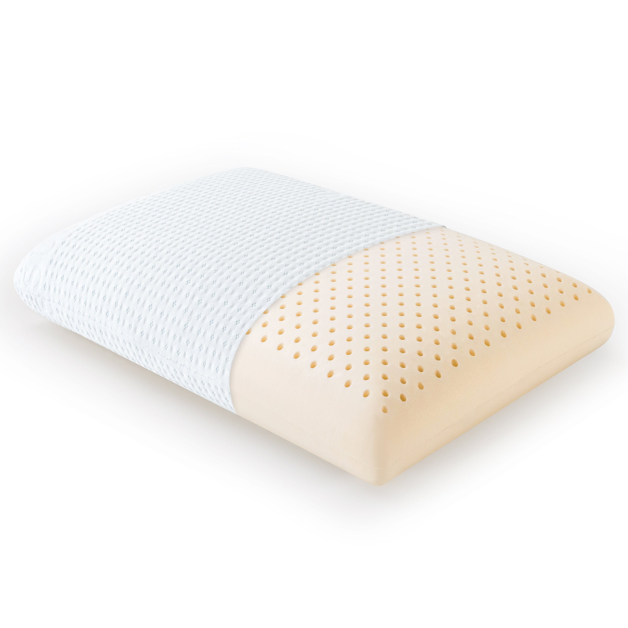with 100% Organic Cotton Cover Protector Back and Side Sleepers Natural Latex Pillow Sleeping Support Queen Size, Firm Helps Relieve Pressure