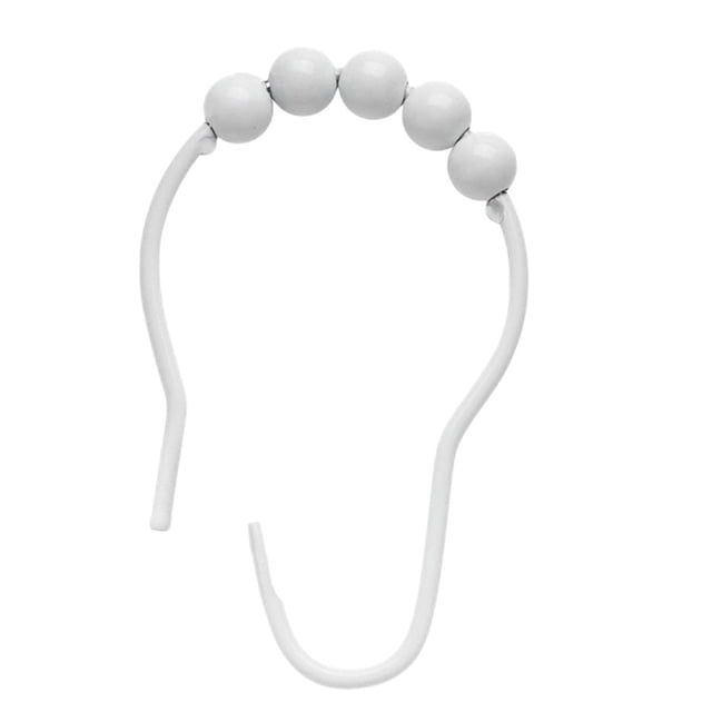 Cateissary Ganchos enrollables para cortina de ducha de acero inoxidable, 12 piezas, colgadores decorativos para cortinas de baño, anillos, color Type3 NO3