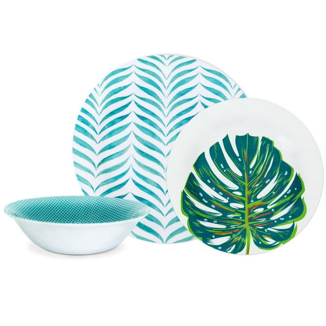 Safdie & Co. Luxury Premium Melamine Tableware Dishware Dinnerset 12 Piece Set Tropical Aqua