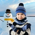 thumbnail image 3 of Winter Kids Hat Gloves Scarf Set,  Girls Boys aged 4-7 Beanie with Pom Knit Warmer Set, 3 of 5