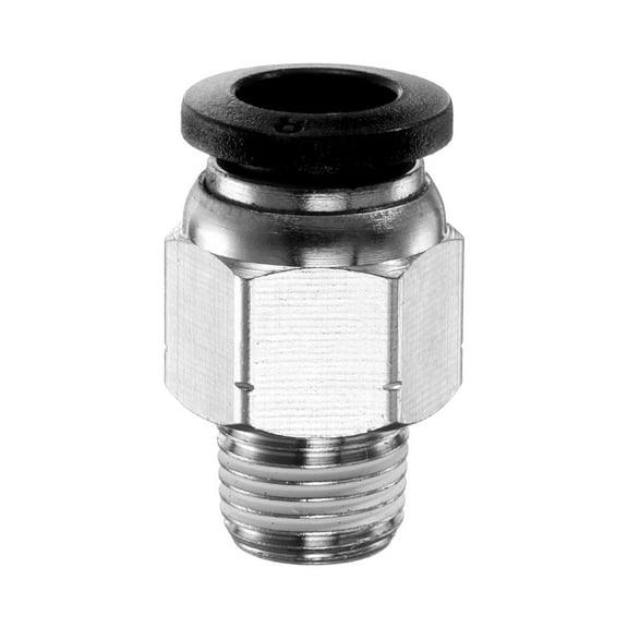 Uxcell Push to Connect Fitting 8mm Tube OD x 1/8" NPT Thread Male Straight Quick Connector Copper Air Line Hose Fittings for Industry Air System PC8-N01, Black
