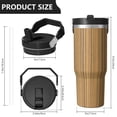 thumbnail image 4 of 30oz Tumbler with Handle, Insulated Stainless Steel Cup with Flip Straw Lid, Leak-Proof & Cup Holder Friendly for Travel and Sports ,Wood Print, 4 of 6