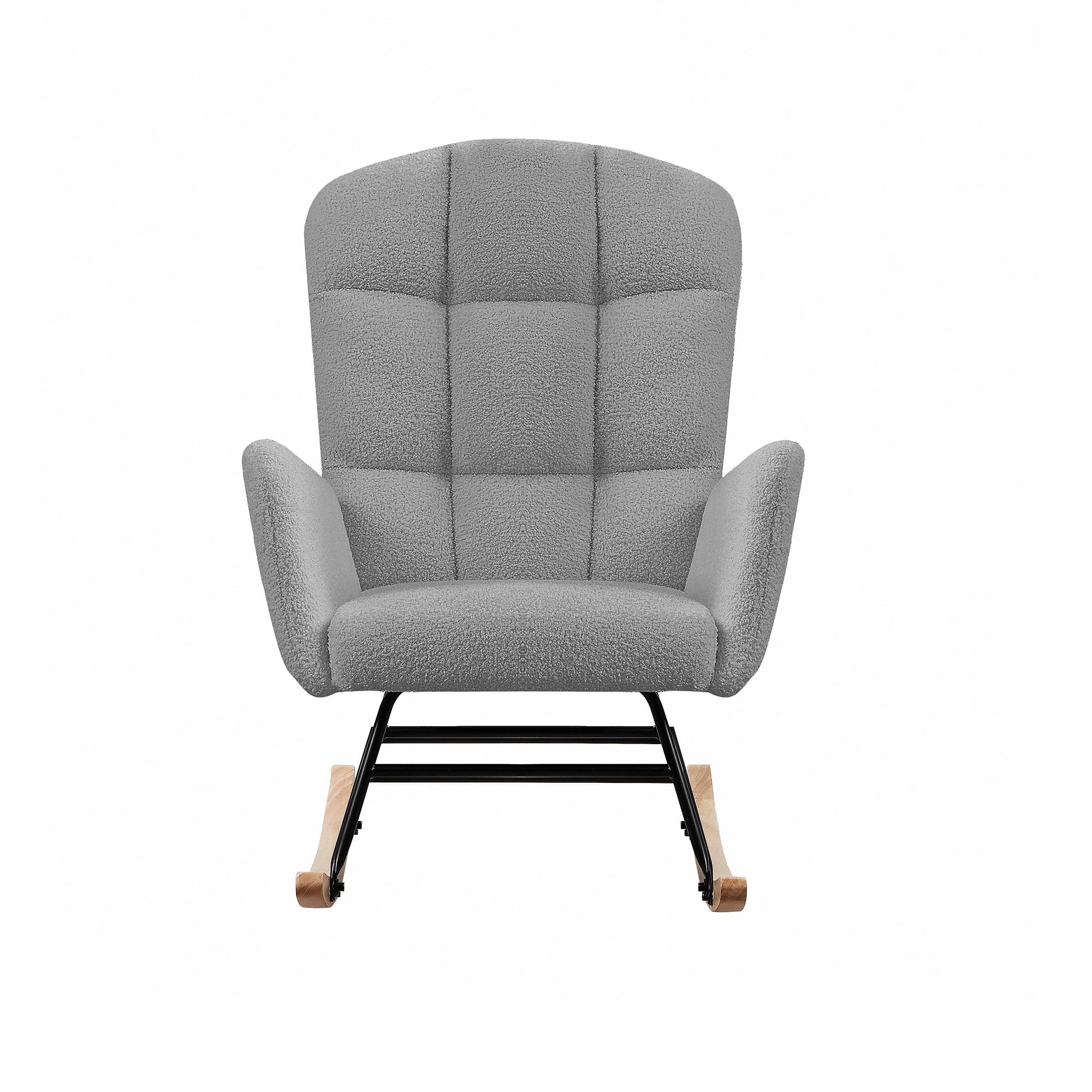 YYAo Teddy Upholstered Rocking Chair, Accent Chair with High Backrest Armchair Comfy Side Chair for Living Room Bedroom Offices, Gray YYAo Teddy Upholstered Rocking Chair, Accent Chair with High Backrest Armchair Comfy Side Chair for Living Room Bedroom Offices, Gray