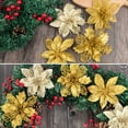 24PCS Poinsettia Artificial Flowers Gold Christmas Flower Decorations