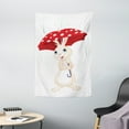 thumbnail image 1 of Bunny Tapestry, Cute Cartoon Little Rabbit Holding an Umbrella with Dots Rainfall Autumn Winter Theme, Wall Hanging for Bedroom Living Room Dorm Decor, 40"W X 60"L, Multicolor, by Ambesonne, 1 of 2