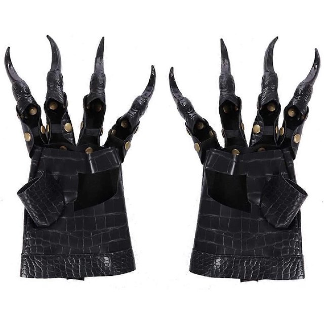 Accesorios para fiesta de Halloween, carnaval, cosplay, guantes de garra de dragón (negros)