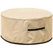 UCEDER Fire Pit Cover- Polyester Fabric with TPU Backing Layer Patio Fire Bowl Cover (32''D x 16''H, Brown-Round)