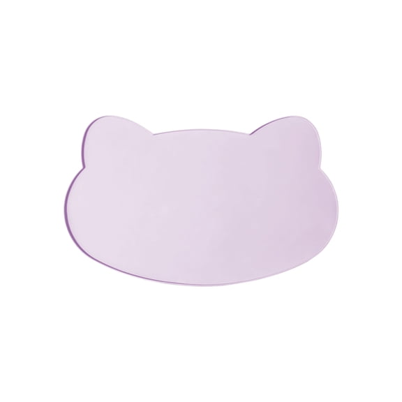 Bcylexb Cute Cat Face Shape Silicone Feeding Mat, Dog and Cat Bowl Placemat, Anti Slide Spill-Proof Pet Food Mat,Easy to Clean (16.5" x 10.6", Purple)