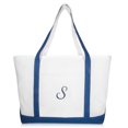 thumbnail image 2 of DALIX Quality Canvas Tote Bags Large Beach Bags Navy Blue Monogrammed S, 2 of 8