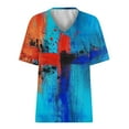 thumbnail image 3 of Women's Loose Casual Short Sleeve V Neck T Shirts Printed Tshirts Blouses, 3 of 4