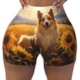 thumbnail image 2 of Susaid Pastoral Sunflower Corgi Print Intensify Workout Shorts for Women Seamless Scrunch Short Gym Yoga Running Sport Active Exercise Fitness Shorts-XX-Large, 2 of 8