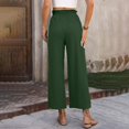 thumbnail image 2 of Women's wide-leg cropped wide-leg pants, flowy and casual , with pockets., 2 of 9