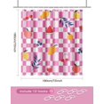 thumbnail image 3 of Groovy Shower Curtain Pink Checkerboard Shower Curtain Set Cute Fruits Waterproof Fabric Shower Cutain for Kid with 12 Hooks 72''''x72'''', 3 of 6