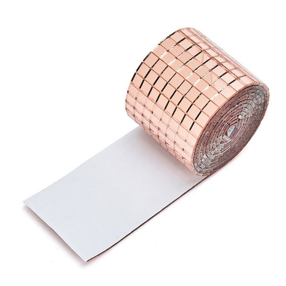 Mosaic Wall Sticker, Self Adhesive Mosaic Mirror Tiles Tape Innovative Glass Mirrors Sticker for Indoor Decoration (Rose Gold)