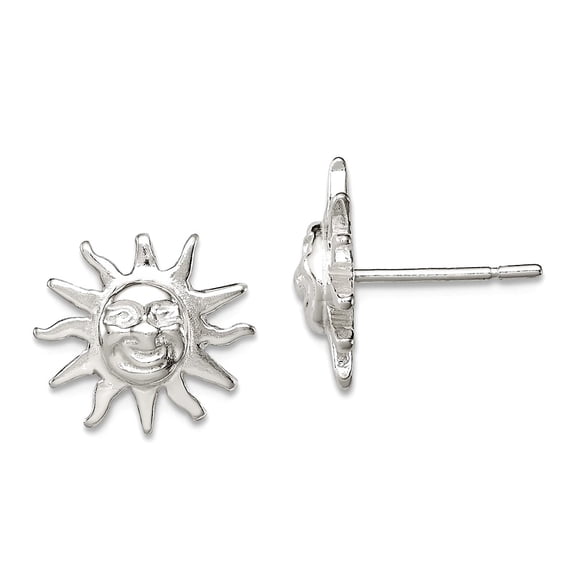 925 Sterling Silver Polished Post Sun Mini Earringss 12x13mm Wide Stud Earring for Women - 1.6 Grams