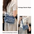 thumbnail image 2 of Sunyuer Women Vintage Washed Denim Mini Crossbody Bag, Cute Cat Embroidery Multi Zipper Pockets Casual Jean Shoulder Purse, Adjustable Strap Lightweight Trendy Daily Messenger Bag, 2 of 8