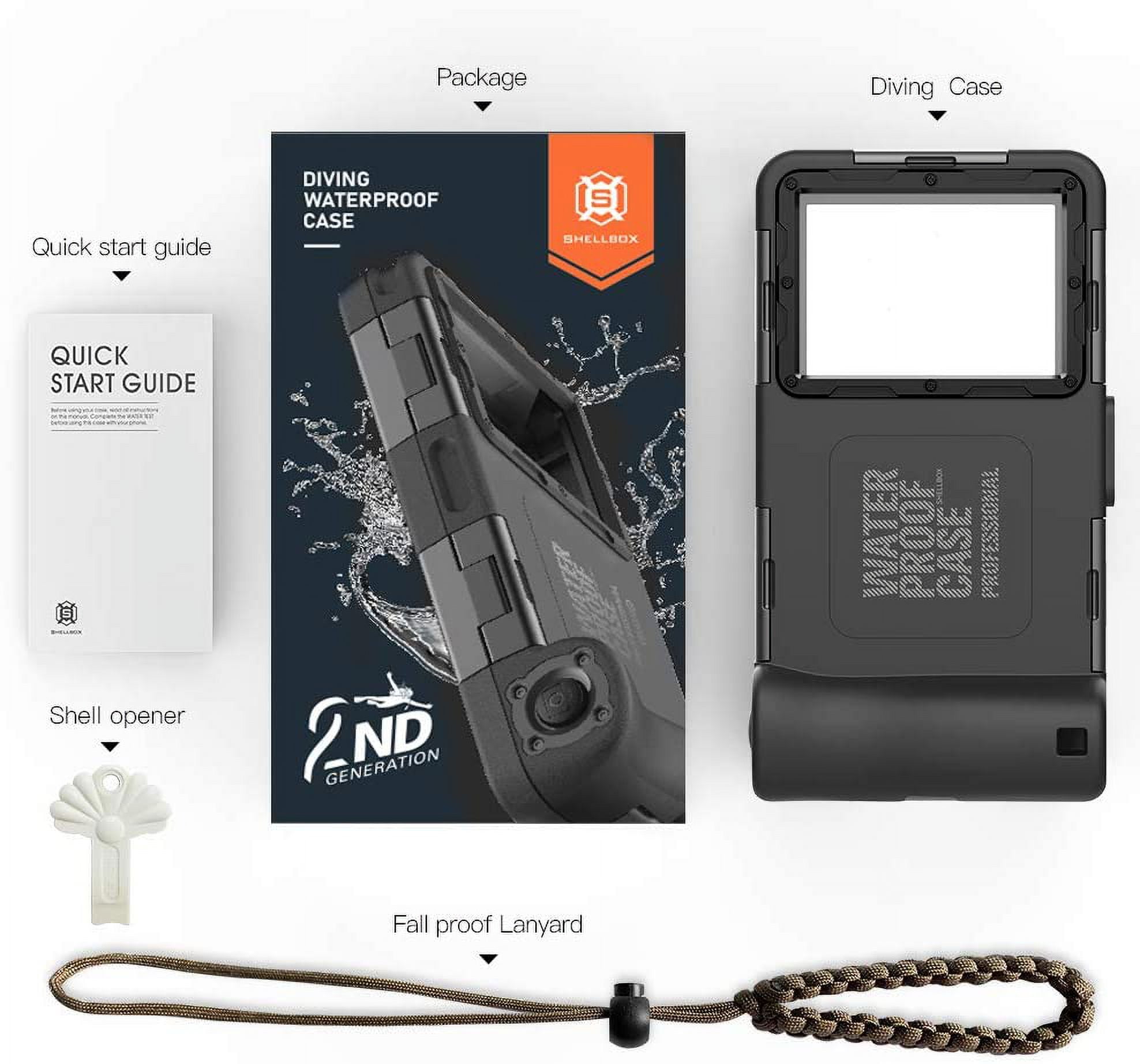 KOMI Waterproof Underwater Snorkeling Phone Case for iPhone 14/13/12/11 Pro Max Mini Xr/X/Xs/Samsung Galaxy Note10/9/8/S10/9/8 Ultra Plus Professional (Second Diving case, Black)