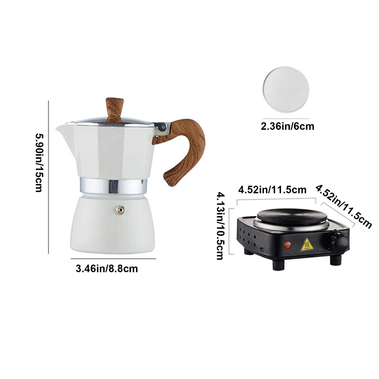 Isvgxsz Coffee Pot, Moka Pot Italian Coffee Maker Stovetop Espresso Maker for Gas or Electric Ceramic Stovetop Camping Manual Cuban Coffee Percolator for Cappuccino or Latte