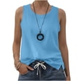 thumbnail image 6 of Women's Cotton Plain Tank Top Summer Flowy Crew Neck Sleeveless Tee Tanks Loose Fit Casual Layering and Everyday Wear Blouses Light Blue, 6 of 6