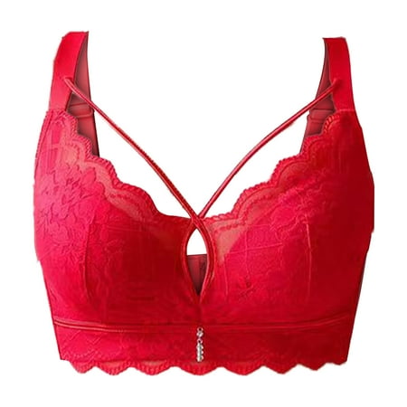 Siilsaa Wireless Bra for Women Women s Passion for Comfort Lace Underwire Bra  Multiway Convertible Bra  Soft Lace Bra Red 40/90