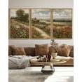 thumbnail image 6 of Drsoum Large 24x36in3pcs Natural Framed Vintage Countryside Meadow Wildflower Field Wall Prints Classic Retro Farmhouse Landscape Wall Art Rustic Decorations for Living room Bedroom, 6 of 7