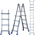 thumbnail image 3 of Telescoping A- Ladder with Stabilizer   Aluminum Folding Extension Ladder  Compact &; Space-Saving for Household or Outdoor Work   Load  Orange, 3 of 3