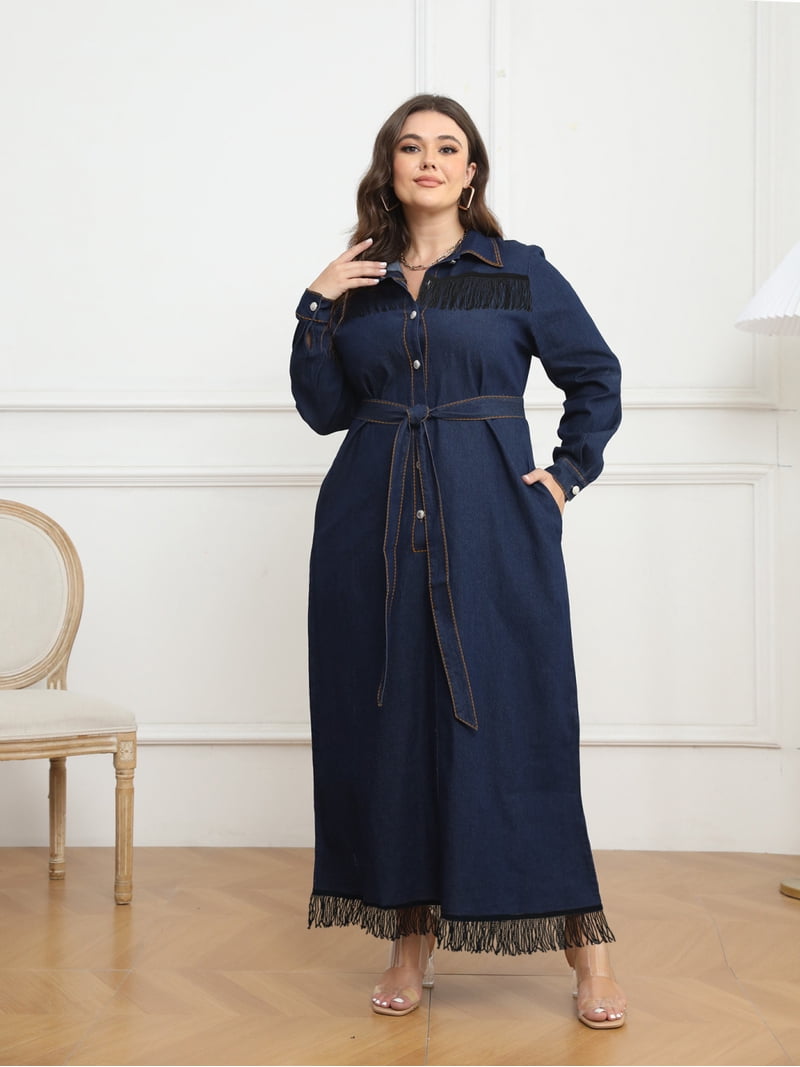 denim dress with fringe Western Style Women's Button Up Mini Tan / S 100% Denim Dress Length Leah Fringe Denim Mini Dress