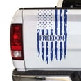 thumbnail image 1 of Freedom Distressed American USA US Flag Truck Tailgate Vinyl Decal Sticker fits most Pickup Trucks U.S. Decal for Liberty, Independence, Self-determination, Autonomy (11" x 20", King Blue), 1 of 8