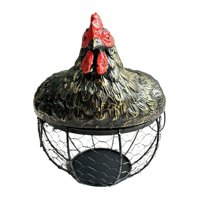 Cesta para almacenar huevos, soporte para huevos frescos, organizador redondo rústico, caja decorativa para recoger huevos, contenedor para encimera. Oro
