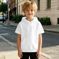 thumbnail image 2 of Bysome Boys Hoodies Solid Color Short Sleeve Hooded Tops Autumn Thermal Boys Sweatshirts Size 5-6 Years White, 2 of 6