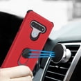 thumbnail image 5 of LG Stylo 6 Phone Case Hybrid Armor Soft TPU Rubber Grip Bumper with 360 Degree Rotating Metal Ring Holder Fit Car Mount Kickstand Shockproof Hard Rubberized Case [RED] Cover for LG STYLO 6 (2020), 5 of 6