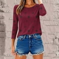 thumbnail image 6 of Dasayo Red Tops for Women Summer 3/4 Sleeve Crewneck Graphic Prints Blouses Womens Sweatshirts XXL, 6 of 9