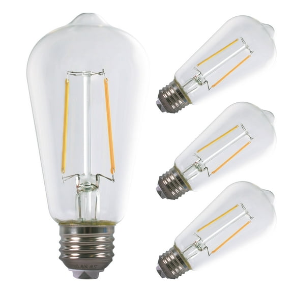 Energetic ST18 Filament LED Light Bulb 6.5W 60W Equivalent 750LM 3CCT Selectable 2700K/3500K/5000K E26 with Hidden Switch Dimmable Vintage Edison Light Bulb 4-Pack