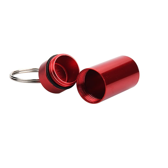 Toystoory Mini pastillero portátil de aluminio pastillero impermeable hermético almacenamiento con llavero, dorado Escalada Rojo