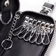 thumbnail image 3 of Leather Car Key Wallet Holder Case Bag Mens Keychain Covers Zipper Black, 3 of 8