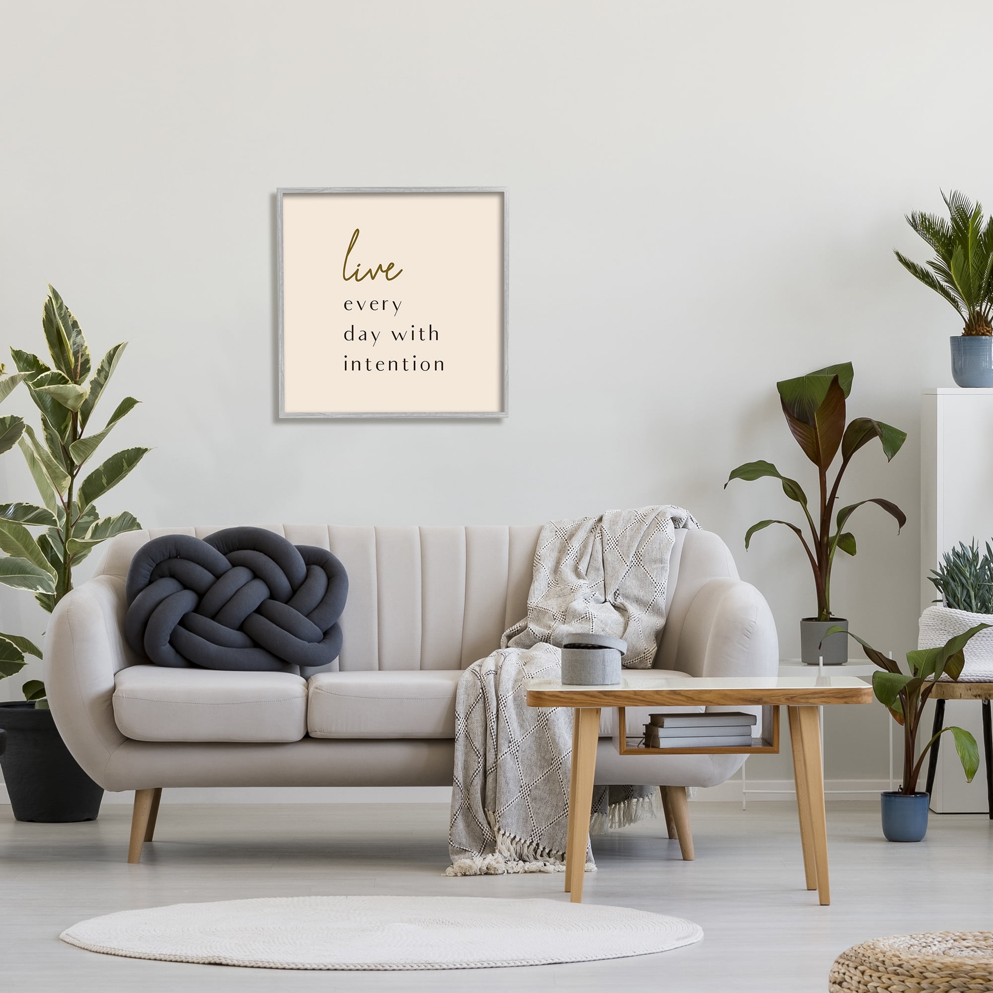Stupell Indtries Live Every Day With Intention Phrase Modern Typography,24 x 24,Design by Birch&Ink