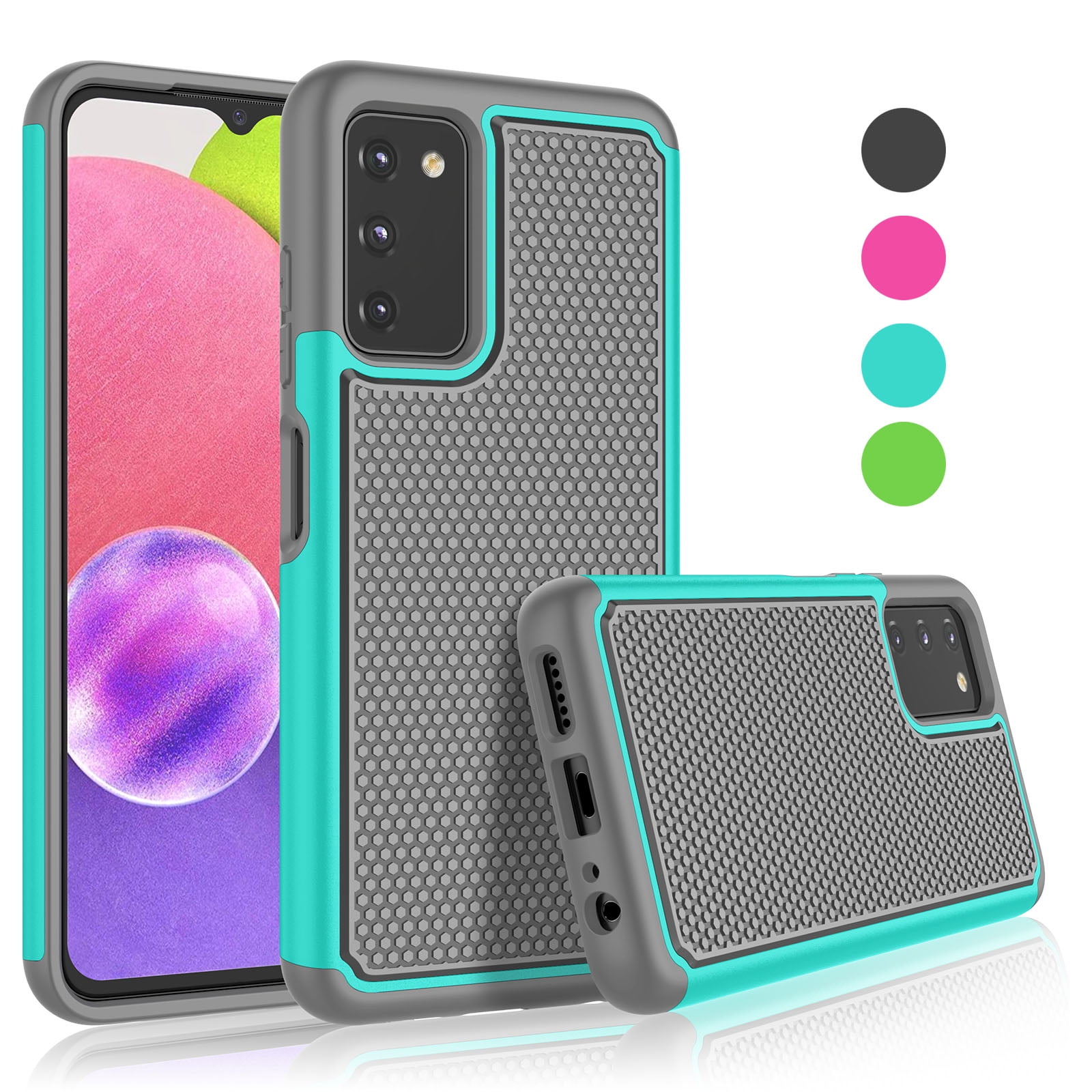for Samsung Galaxy A03s Phone Case: Shockproof Silicone Slim Covers Hybrid  Pretty Protective Cell Cases - Durable TPU Dual Layer Drop-Proof Girl&Boy