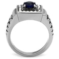thumbnail image 3 of Mens Ring Silver Blue Round Cut Squared Stainless Steel Ring with Sapphire in Montana, 3 of 7