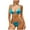 Sky Blue, variant on USNSM Two Piece Sexy Swimwear for Women Tie Up Bikini Top with Cheeky Triangle Thong Halter Lace Up Pearl Decor Shiny Faux Leather Swimsuit Red M