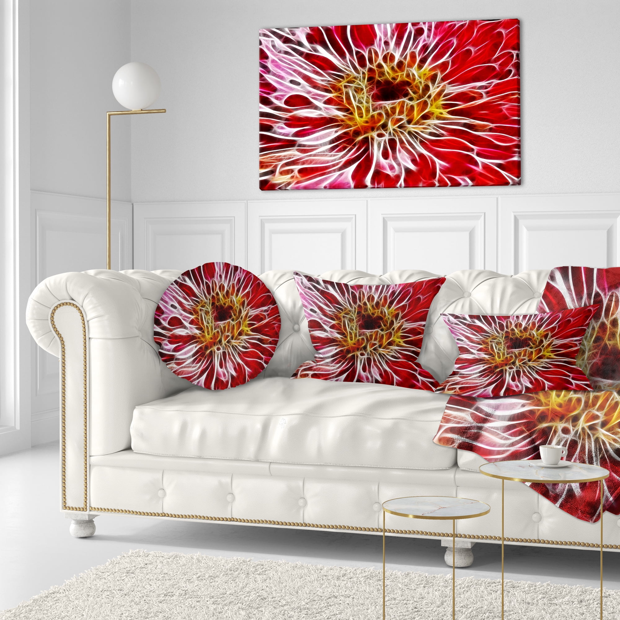 Designart 12" x 20" Red Polyester Throw Pillow