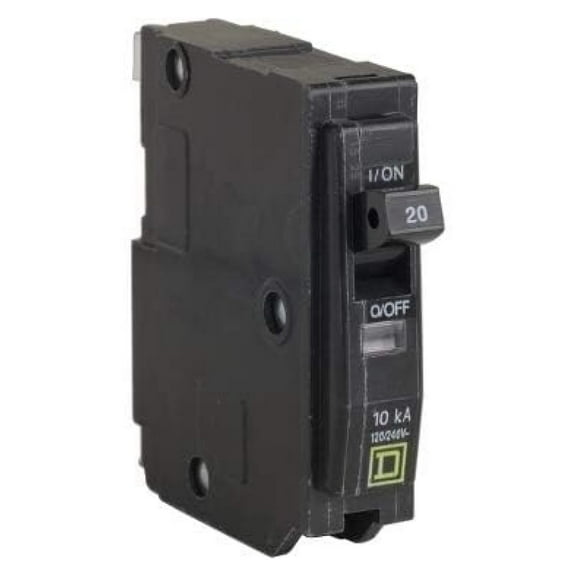 QO120 Miniature Circuit Breaker, 120/240 VAC, 20 A, 10 kA Interrupt, 1 Pole, Thermal Magnetic Trip