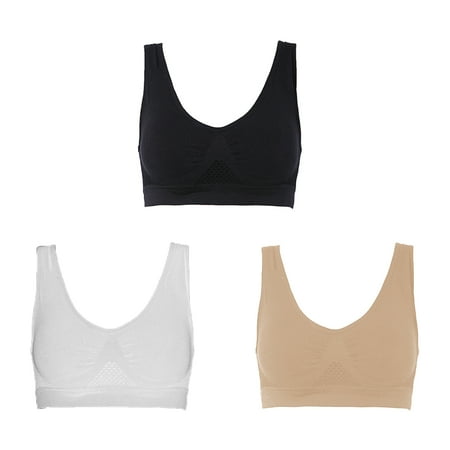 

Reduced！3pcs Seamless Breathable Solid Gym For Women Sports Bra High Support Comfortable