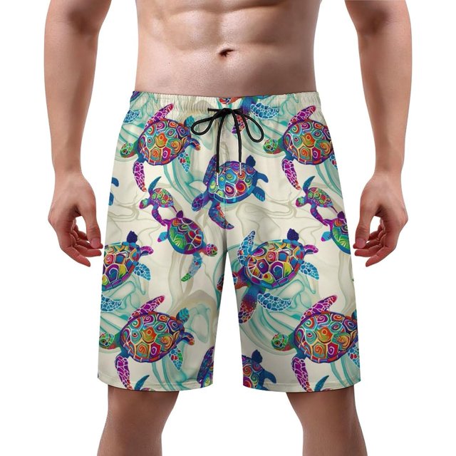 NICKSUN Men's Swim Trunks, Cute Print Quick Dry Summer Board Beach Shorts with Mesh Lining and Pockets