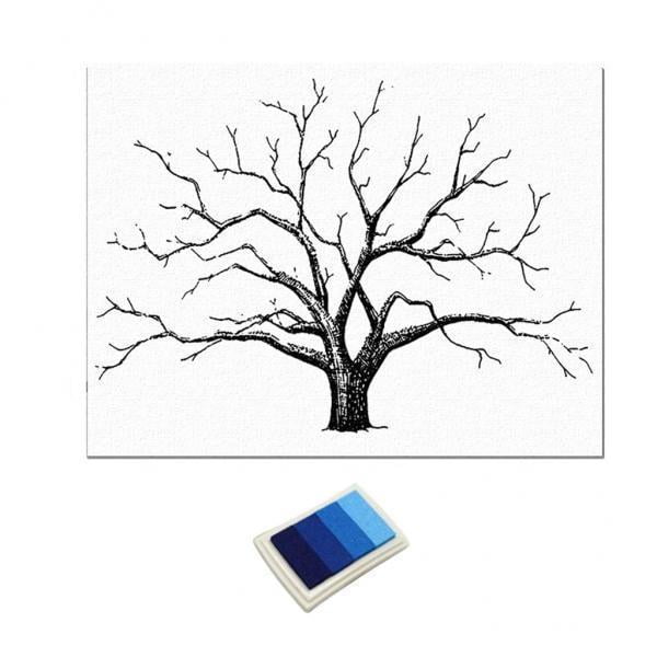 2xWedding Huella Digital Árbol Pintura De Dedos Libro De Invitados De Boda Azul Zulema Árbol de huella digital de boda