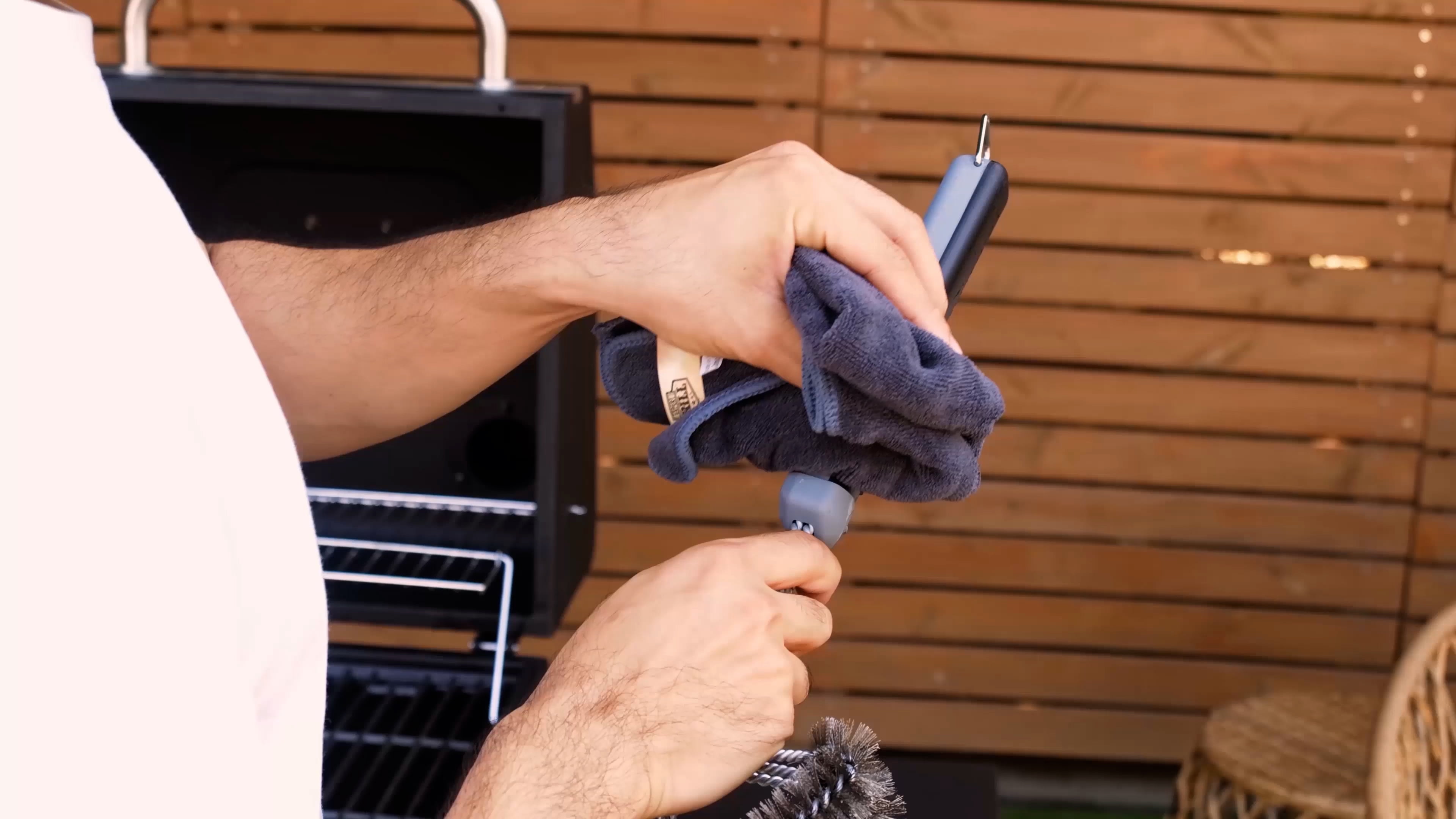 Expert Grill Stainless Steel 3-Head Grill Brush, Black & Gray